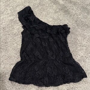 Rue 21 Black Lace One-Shoulder Top